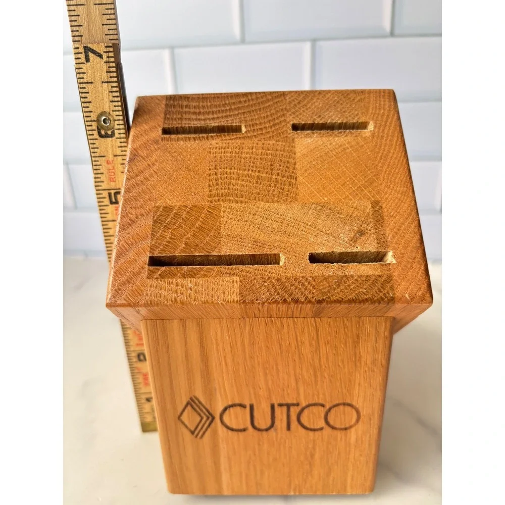 Cutco Oak Wood Knife Block 4 Slot Kitchen Cutlery‎ Storage Organizer Natural